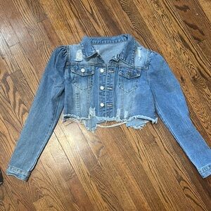 SHEIN Blue Distressed Jean Jacket